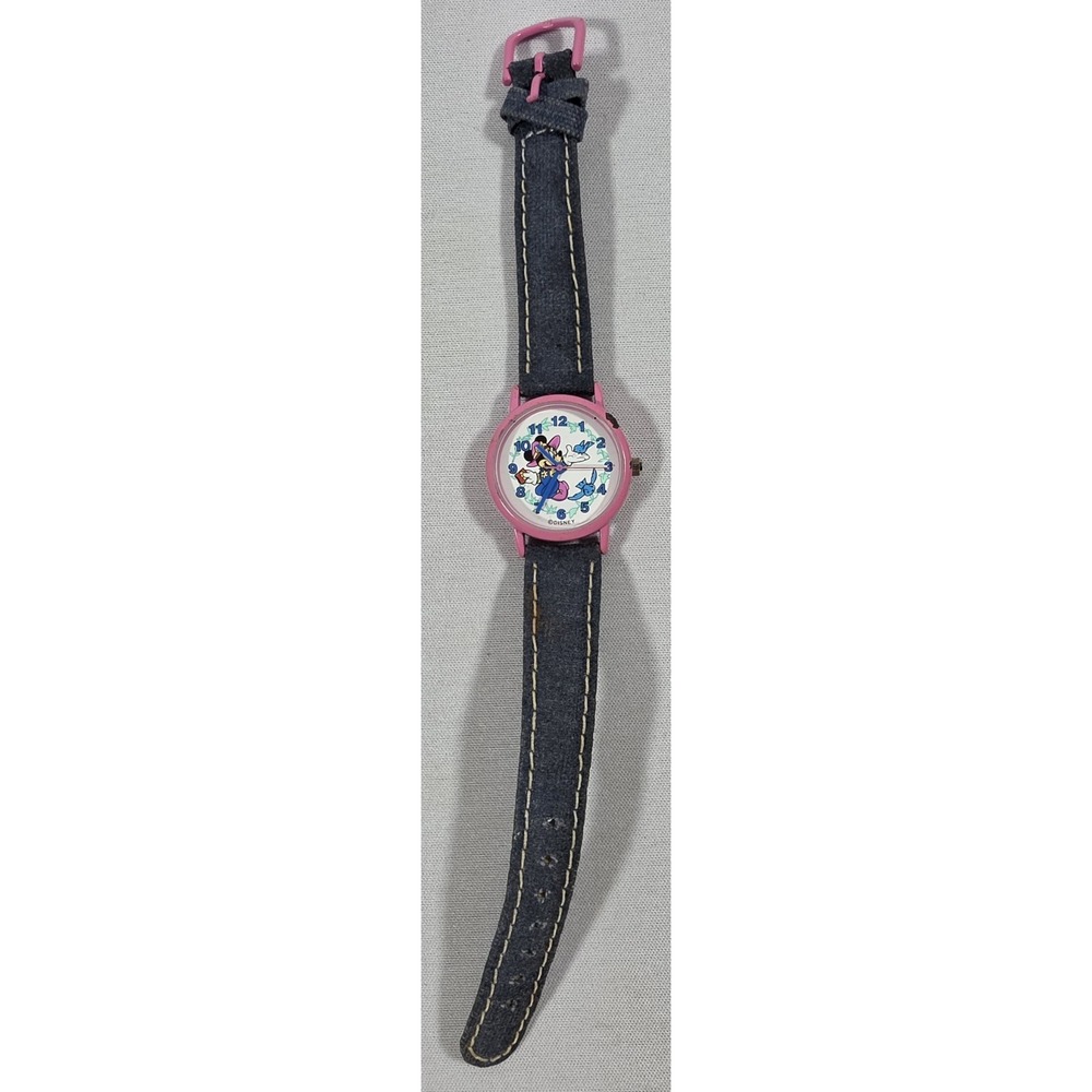 Vintage Disney Store Minnie Mouse Watch Denim Band New Battery